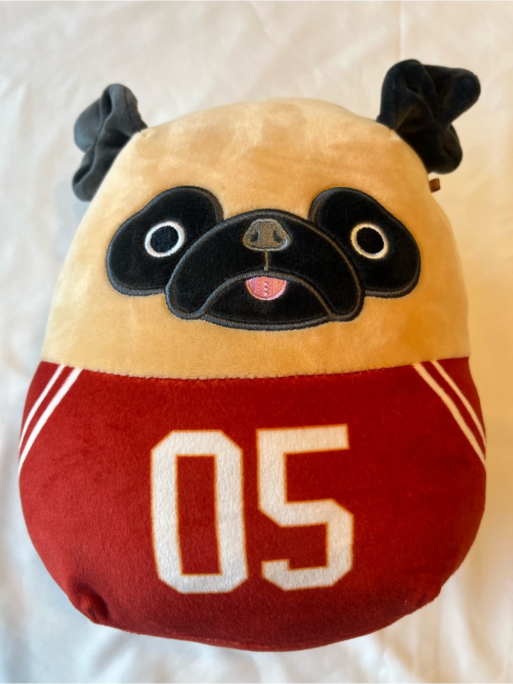 Squishmallow Prince The Pug 10” Plush Red Jersey 05 Kellytoy - Picture 2 of 6